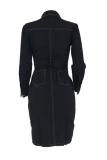 Red Sexy Fashion adult Cap Sleeve Long Sleeves Notched Straight Knee-Length Solid Patchwork ba