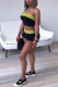 Black Fashion Casual adult Patchwork Solid backless Two Piece Suits Straight Sleeveless Two Pieces