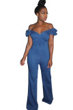 Light Blue Casual Backless Solid Chemical fiber blend Sleeveless V Neck 