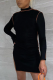 Brown Casual Solid Patchwork Half A Turtleneck Irregular Dress Dresses