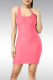Pink Casual Solid Patchwork U Neck Pencil Skirt Dresses