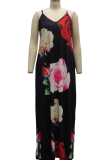 White Sexy Print Patchwork Spaghetti Strap Straight Dresses
