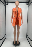Fruit Green Fashion Casual Striped Print Cardigan Sleeveless Two Pieces
