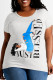 Gray Blue Fashion Casual Print Basic O Neck Plus Size Tops