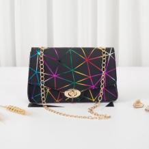 Black Fashion Casual Geometric Print Crossbody Bag