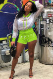 White Fashion adult Street Letter Patchwork Print Solid perspective Two Piece Suits Straight Long Sleeve Two Pieces
