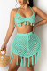 Sky Blue Sexy Geometric Tassel Hollowed Out Swimwears