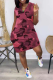Red Sexy Print Patchwork V Neck Pencil Skirt Dresses