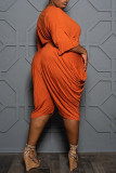 Black Fashion Casual Solid Basic O Neck Plus Size Two Pieces