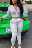 rose red Sexy Solid Hooded Collar Long Sleeve Regular Sleeve Short Two Pieces