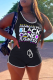 Black Casual Print Patchwork U Neck Sleeveless Two Pieces