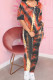 Black and red Fashion Casual adult Ma'am Print Tie Dye Two Piece Suits pencil Short Sleeve Two Pieces