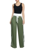 Royal blue Casual Fashion Patchwork Flat Wide Leg Pants Midweight Pants