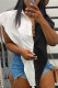 White Fashion Casual Patchwork Asymmetrical Turndown Collar Tops