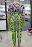 Fluorescent Yellow Sexy serpentine Pattern Plus Bottoms