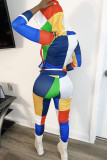 multicolor Chlorine Fashion adult Casual Two Piece Suits Print Patchwork pencil Long Sleeve 