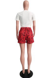 Yellow Fashion Casual Sexy Print Patchwork bow-knot Straight Short Sleeve