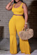 Yellow Sexy Casual Solid Basic U Neck Sleeveless Two Pieces