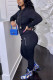 Black Fashion adult Ma'am Street Solid Two Piece Suits pencil Long Sleeve Two Pieces