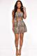 Leopard print Fashion Sexy Spaghetti Strap Sleeveless Slip A-Line Mini Patchwork Print backless Club Dr