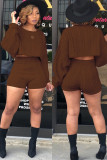 Green Wool Europe and America Solid Two Piece Suits pencil Long Sleeve Two-Piece Short Set