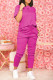 Rose Red Fashion Casual Solid Basic O Neck Short Sleeve Two Pieces