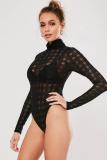 Black Sexy Fashion perspective Patchwork Solid Long Sleeve O Neck 