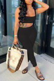 White Casual Sportswear Solid Backless Boat Neck Sleeveless Two Pieces