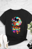 Black Fashion Casual Print Basic O Neck T-Shirts