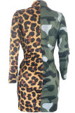 Yellow Notched Patchwork Print Print Long Sleeve Suit jacket