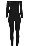 Light Gray Sexy Solid bandage Patchwork Long Sleeve V Neck Jumpsuits