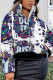 White Fashion Casual Print Basic Mandarin Collar Outerwear