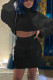 Black Sexy Casual Solid Basic Turtleneck Long Sleeve Two Pieces