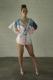 Pink Fashion Sexy Print Button Short Sleeve Rompers