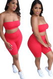 Pink Fashion Casual Solid Two Piece Suits pencil Sleeveless Two Pieces