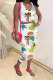 White Fashion Casual adult Patchwork Print Character Two Piece Suits pencil Sleeveless Two Pieces