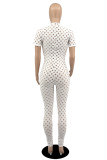 Red Fashion Sexy Solid Hollowed Out See-through V Neck Skinny Jumpsuits