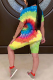 White Fashion Casual adult Ma'am Print Character Two Piece Suits Straight Short Sleeve Two Pieces