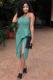 Grass Green Sexy Fashion Solid Split Asymmetrical Sleeveless Asymmetrical Collar Rompers