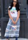 White Print Mid Waist Elastic Waist Two-piece suit