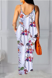 Pink Sexy Print Patchwork Spaghetti Strap Straight Dresses