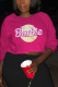 rose red Fashion Casual Adult Print Pullovers O Neck Tops