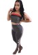 Grey Stitching Mid Waist Two-piece suit