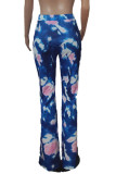Blue Sexy Tie Dye Patchwork Skinny High Waist Speaker Full Print Bottoms