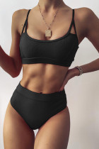 Black Fashion Sexy Solid Backless Swimwears