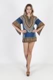 Black Fashion adult Sexy Bat sleeve Half Sleeves O neck Swagger Mini Patchwork Print