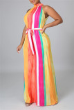 Colour Sexy Casual Patchwork Print Bandage Turtleneck Regular Jumpsuits