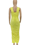 Black Elegant Solid Patchwork Fold Square Collar Pencil Skirt Dresses