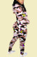 Khaki Casual Plaid Print Camouflage Print Butterfly Print Pocket Pants Hooded Collar Long Sleeve Regular Sleeve Regular Two Pieces