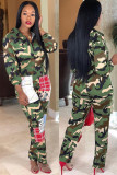 Camouflage Casual Print Long Sleeve Turndown Collar